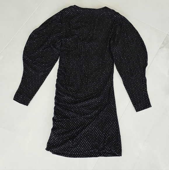 IRO Long-Sleeved Mini Dress - Black With White Jewel-Like Polka Dots - XS - Picture 5 of 6